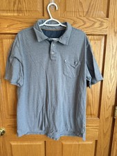 Quicksilver Waterman Polo Shirt Mens XL Cotton Short Sleeve Striped Gray/Blue