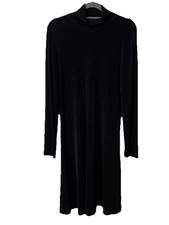 Chico's Travelers Black Slinky Midi Dress Sz 0 (US 4) Long Sleeve Minimal USA