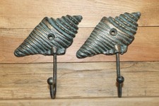 2-Metal SEASHELL WALL HOOKS,Kitchen,Bath,Hanging Storage,Coastal Living,BL-72