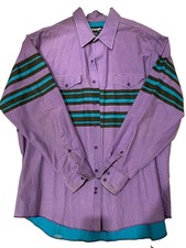 Vintage Wrangler Brushpopper Striped MADE IN USA Western Cowboy 90s Purple 18x35