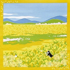 Furoshiki Small-size Wrapping Cloth Traveling-cat Cat Canola Flower Ma
