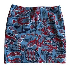 Talbots Fish Market Mini A-Line Skirt 6P Whimsical French Coastal Nautical RWB