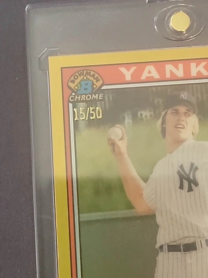 John Elway - 2024 Bowman Draft - Chrome Gold Refractor 15/50- Yankees - Image 2 of 3