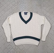 Polo Sport Ralph Lauren Sweater Mens L White Cable Knit Cricket Jumper Prep Y2K