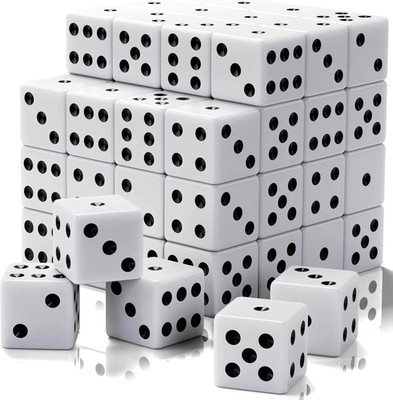 60 Pieces Standard Dice, 16Mm Bulk White Opaque Black Pips Six Sided