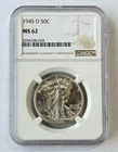 1945-D NGC 50C MS62 WALKING LIBERTY HALF DOLLAR