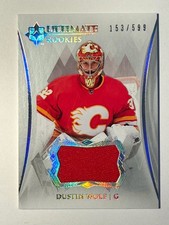 2023-24 UD Ultimate Rookies Jersey DUSTIN WOLF 153/599 Flames Card# 181