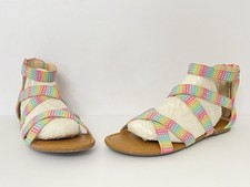 So Girls Gladiator Sandals Size 4 Rainbow Strappy Memory Foam EUC 17730