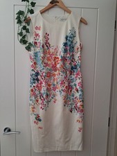 Fenn Wright Manson cream sleeveless lined dress flower design size 10