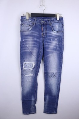 DSQUARED2 Blue Denim Cotton Distressed 5-Pocket Design Straight Leg Jeans Sz 44