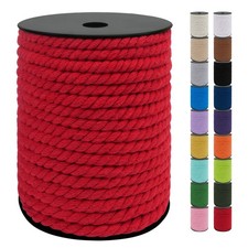 8mm x 131 Feet Red Natural 3 Strand Twisted Cotton Macrame Cord Rope String