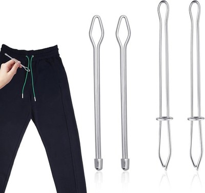 4pcs Rope Threader, 2 Designs Bodkin Drawstring Threader Tool Set Metal Draw... 