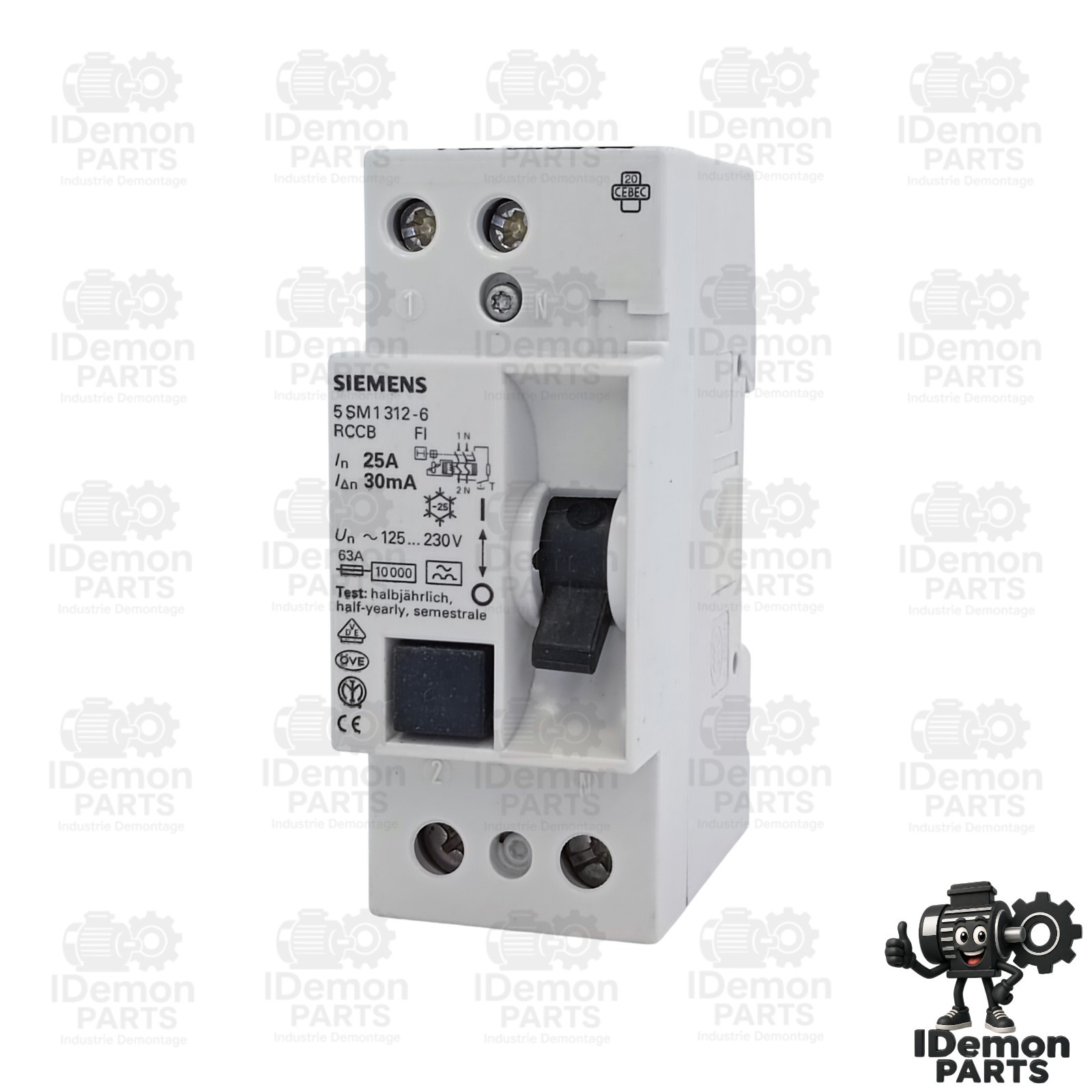 Siemens 5SM1312-6 RCCB Type A 25A 30mA 1+N 230V 2-Pole FI-Schutzschalter