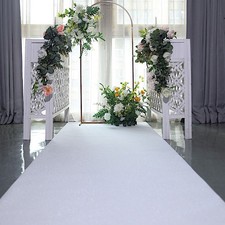 50 ft WHITE Glittered AISLE RUNNER Wedding Ceremony Party Events Decorations