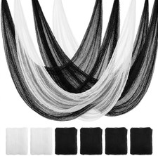 6Pcs Halloween Gauze Cloth Creepy Fabric 30x72 Inch Black White Haunted House