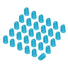 Light Blue Silicone Finger Tips Protectors Breathable Caps, L, 30 Pcs
