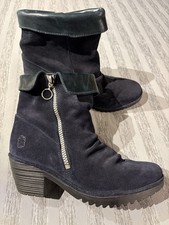 FlyLondon Casual Suede Leather Ankle Boots Foldover Collar Size 40 (9-9.5) Woman