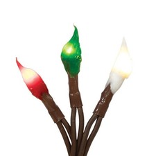 NEW PRIMITIVE SILICONE BULB LIGHT STRAND RED GREEN WHITE Bulbs 20 Ct INDOOR ONLY