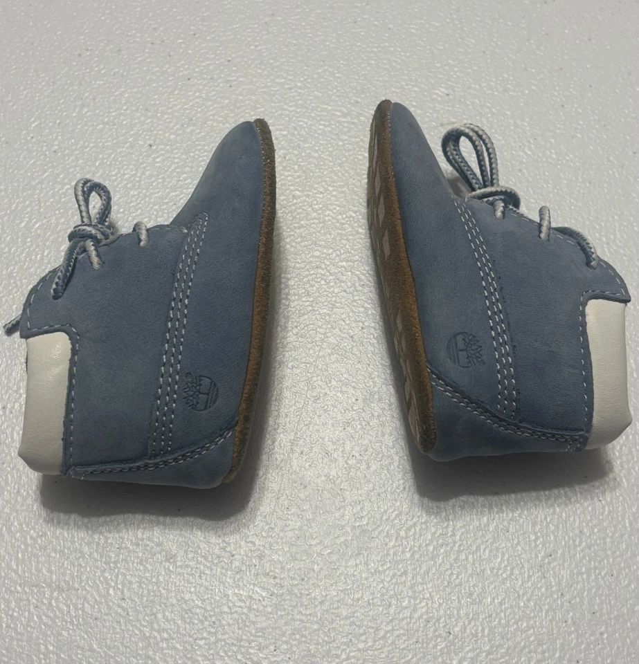 Timberland синий ботинки мягкая подошва младенца кроватки ребенка ясельного возраста шнурует вверх размер 1 - Изображение 4 из 4