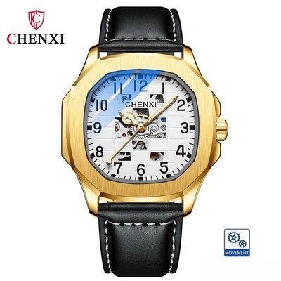 CHENXI Men's Square Hollow Out Luminous Tourbillon Automatic Mechanical Watch