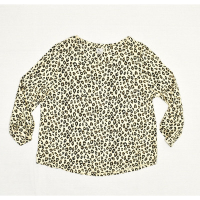 Chico's Women Blouse Long Sleeve Cotton Blend Multicolor Size 2 Cheetah