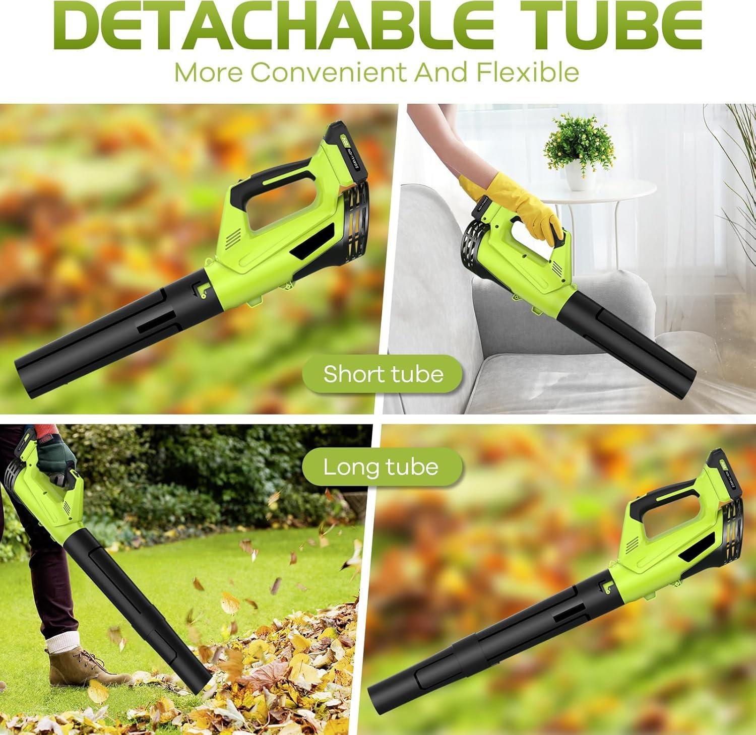 Leaf Blower, Electric Cordless Leaf Blower with 2 Batteries and Charger