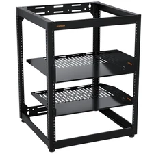 15U Open Frame Rack for Servers & AV Gear - Wall Mountable Design Includes 2X...