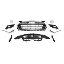 Front Bumper Grille Assembly Kit Set For 2018-2021 Chevy Traverse with Fog Light