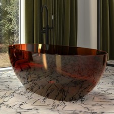 Red Freestanding Double Ended Transparent Resin Bath 1700 x 750mm - A AUR1700RED