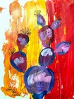 9"x12" Colorful Southwest Cactus Original Abstract Paper Wall Art — photo 3