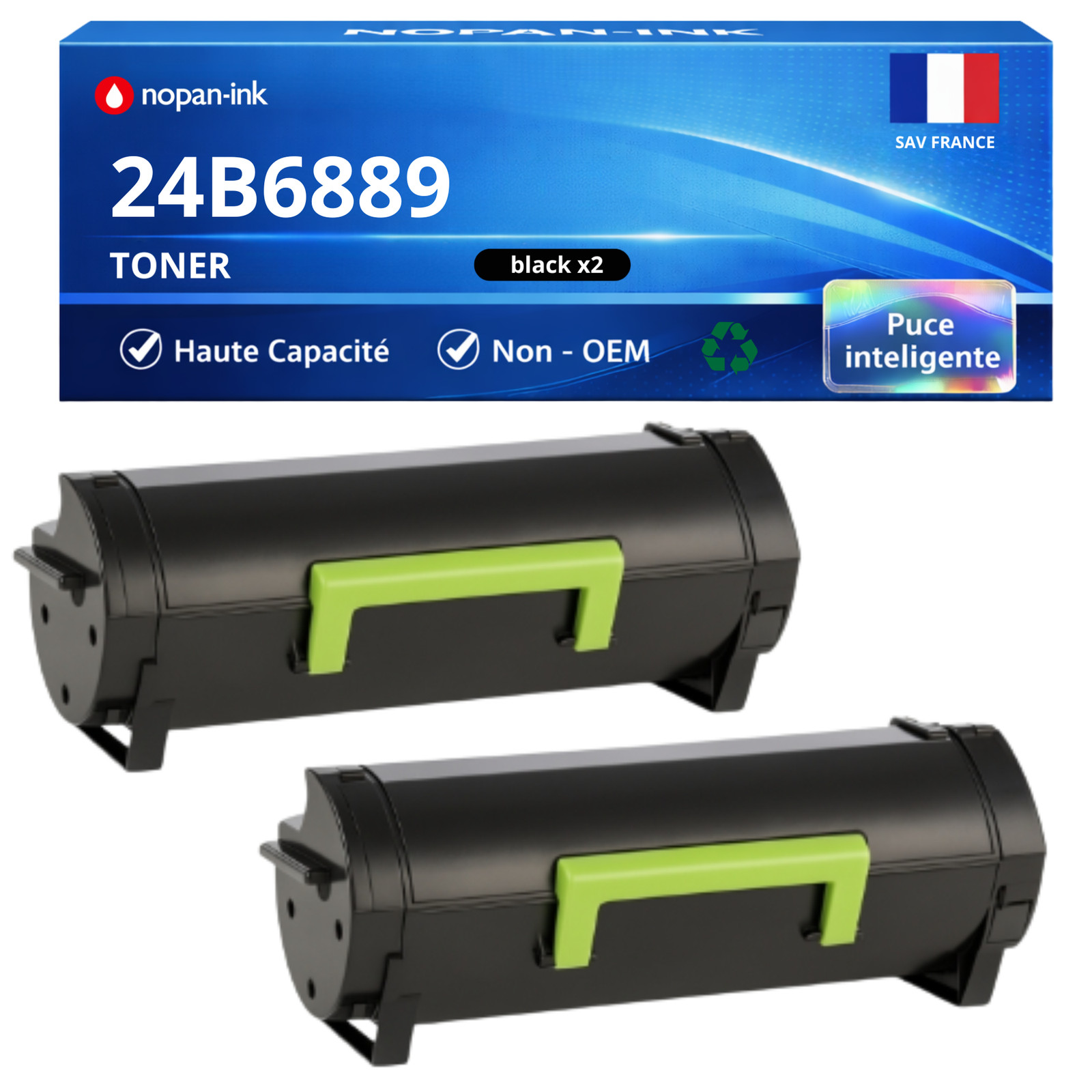 Toner compatible Lexmark 24B6889 noir pack de 2 cartouches pour imprimante laser