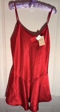 VTG NWT Victoria  s Secret Collection Red Satin Cami Dress Nightgown Teddy Slip