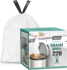 5 Gallon 220Pcs Strong Drawstring Trash Bags Garbage Bags by , Bathroom Trash Ca