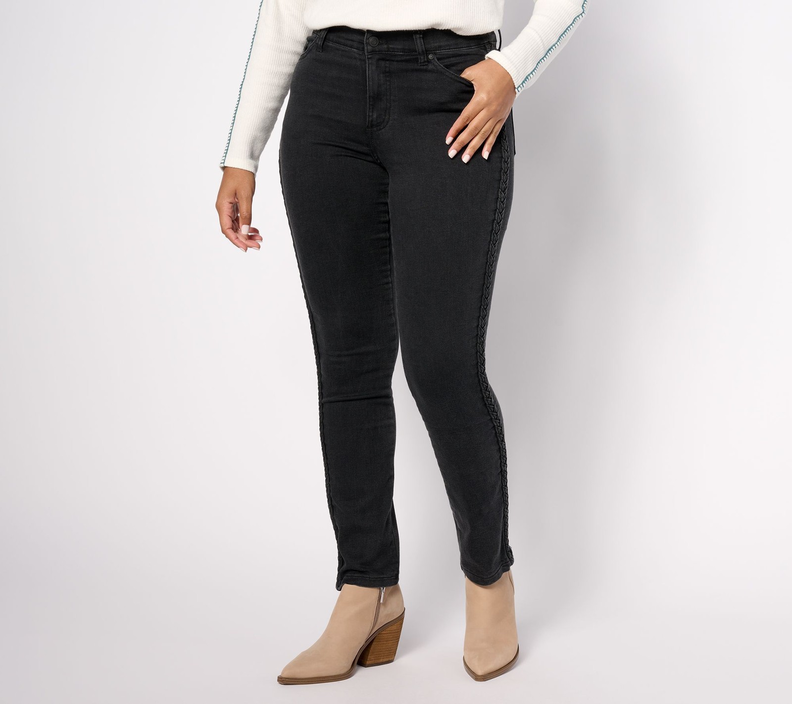 Denim & Co. Women's Pants Sz 14 Canyon Retreat Easy Stretch Black A617648