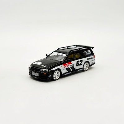 Pop Race 1:64 Nissan Stagea R34 Black #211 | eBay