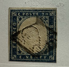 francobolli antichi stati sardegna 20 Cent 15 Db Annullo A Grigliata Di Napoli