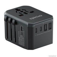 Universal Travel Adapter 6 in 1 USB-C USB-A AC Charging Worldwide All-in-One