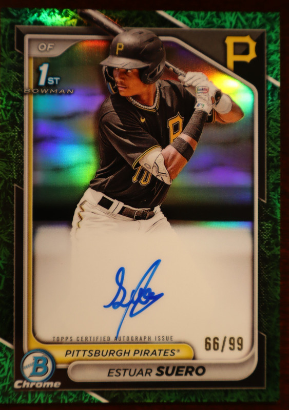 2024 Bowman - Chrome 1st Autographs Estuar Suero Green Grass /99 Auto