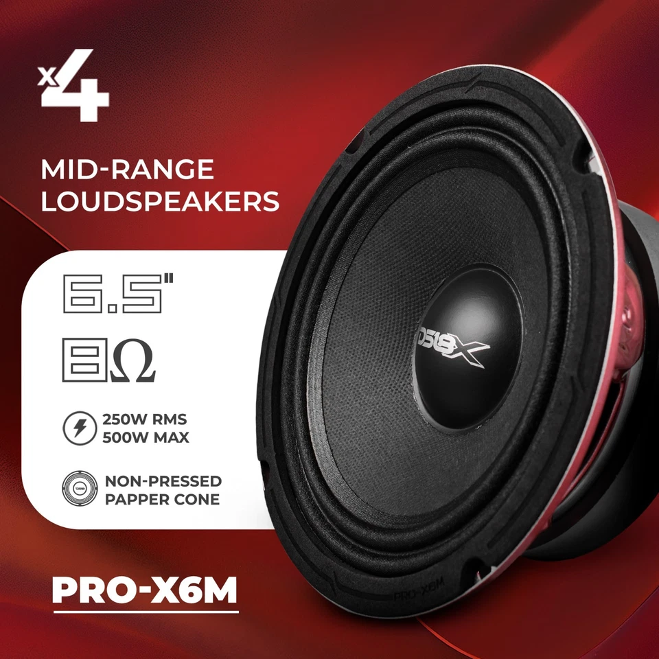 DS18 4x 6.5" Mid-Range Loudspeaker + Amplifier 4-Channel + 4 x 3.8" Tweeters - Image 3 of 4