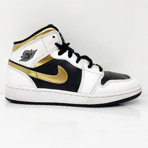 Nike Boys Air Jordan 1 Mid 554725-190 White Basketball Shoes Sneakers Size 5 Y | eBay
