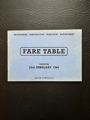Feb 1964 Eastbourne Corporation Transport Omnibus Bus Fahrpreistabelle Fahrpreisführer