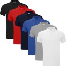 4 / 6 Pack Mens Polo Shirt Multipack Set Short Sleeve Pique Top Tipping T-Shirt