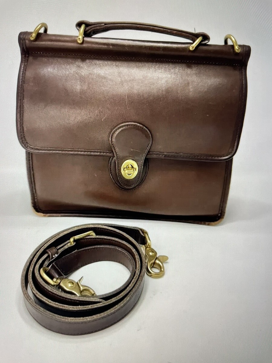 COACH Vintage 70s 80s Willis #9927 Mahogany Brown Leather Brass