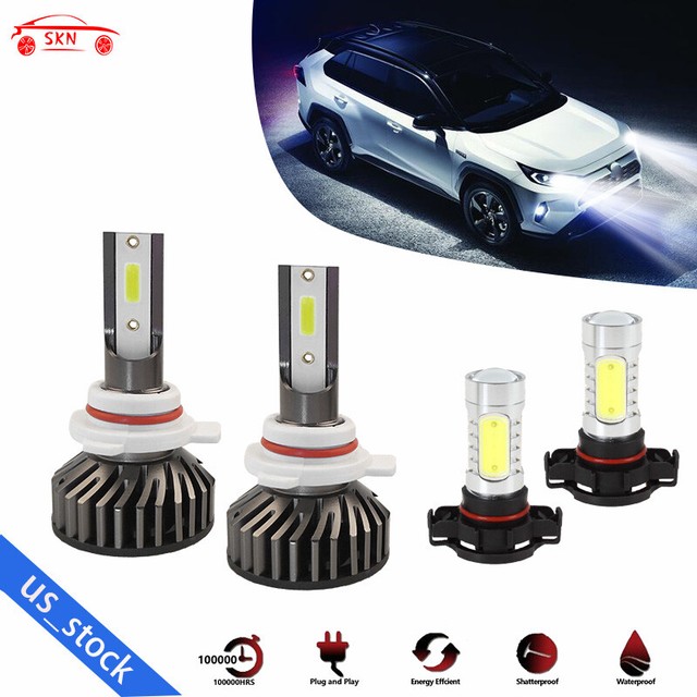 4Pcs Combo LED 9012 Headlight +H16 Fog Bulbs For Toyota RAV4 20172019