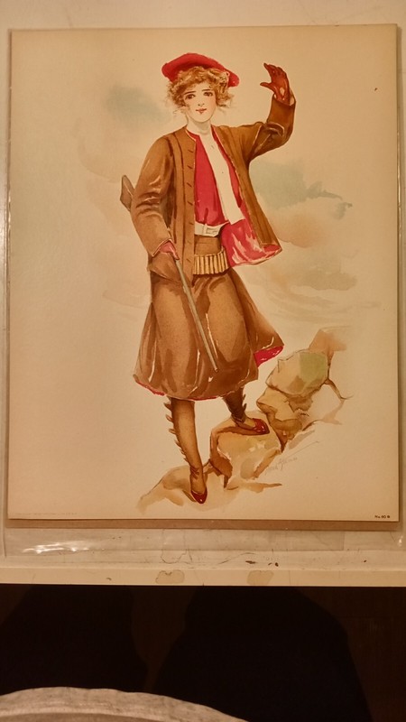 Vintage Original HUNTER SPORT GIRL VICTORIAN STONE LITHOGRAPH PRINT 1908 No.80B