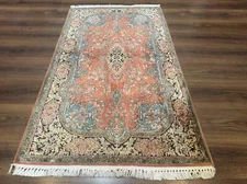 Indian Kashmiri Silk Rug 3x5, Fine 260 KPSI, Hand Knotted