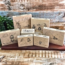 VTG House Mouse Rubber on Wood Stamps Holiday Achoo Fruits Stampa Rosa Lot of 7