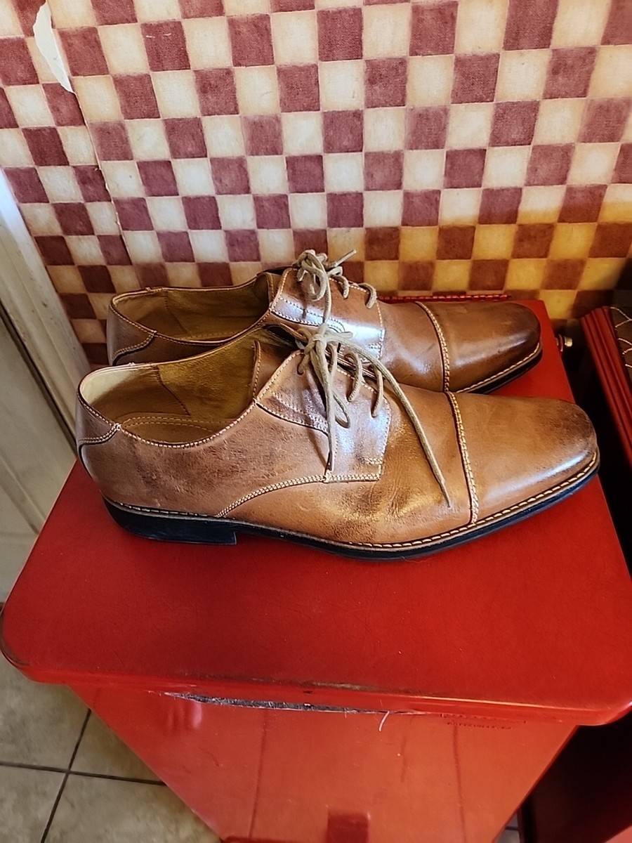 SANDRO MOSCOLONI Mens Dress Shoes Cognac Tan Leather Cap Toe  display picture 3