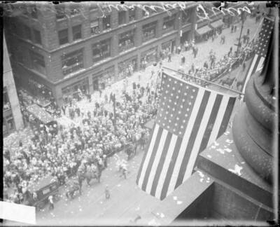 Crowds Lining A Street In The Loop Community Area Of Chicago Illi - Old Photo