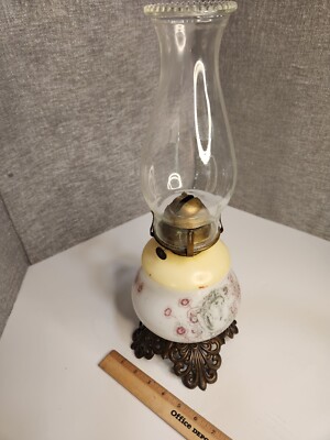 Vintage Antique Hand Painted Kerosene Lamp